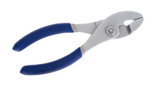 Blue Handle Grip Pliers On A White Background.