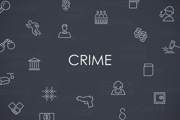 Wall Mural - Crime Thin Line Icons