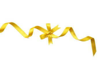Yellow ribbon on white background