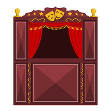Children's A Puppet Theater On A White Background. Vector Illust
