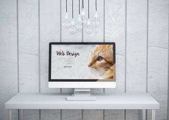 Modern Computer Screen with a Website Sketch