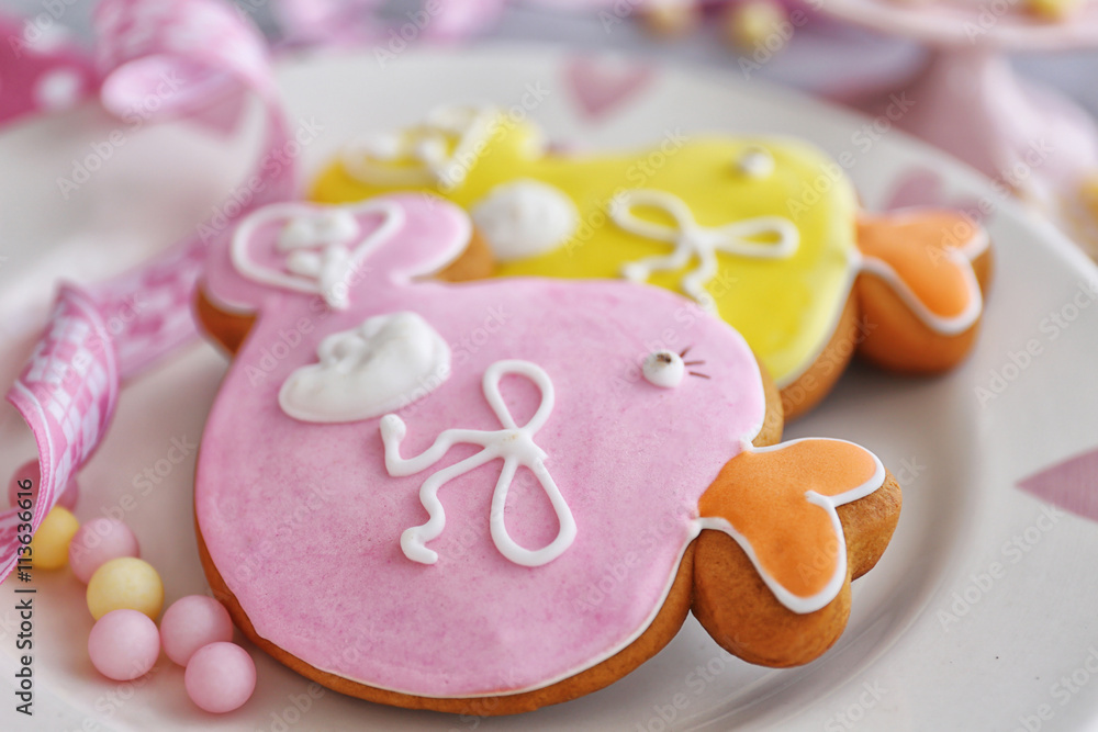 Baby cookies on table