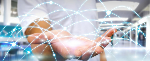 Wall Mural - Businessman using global network connection