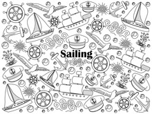 Sailing Colorless Set Vector Illustration