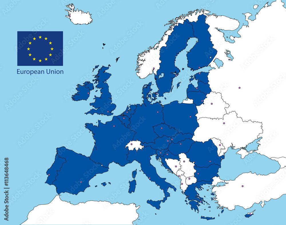Political map of the European Union Stock Vector | Adobe Stock
