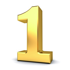 Aufkleber - 3D gold number one isolated over white background 3D rendering