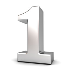 Aufkleber - 3D number one isolated over white background with shadow 3D rendering