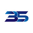 Simple Numbers Logo Vector Blue 35