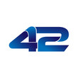 Simple Numbers Logo Vector Blue 42