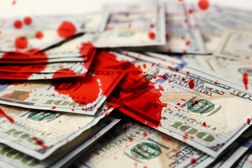 Sticker - Many hundred dollars cash money with bloodstains