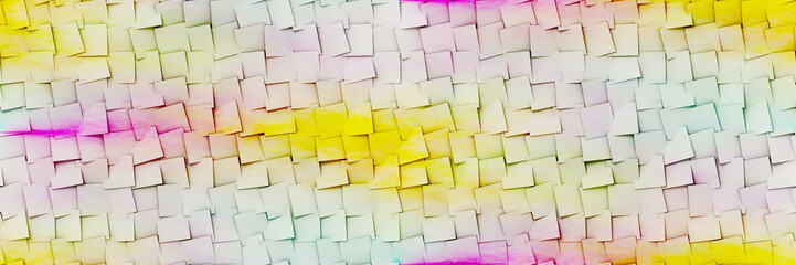 Wall Mural - seamless banner background made of cubes in shades of white, pink and yellow