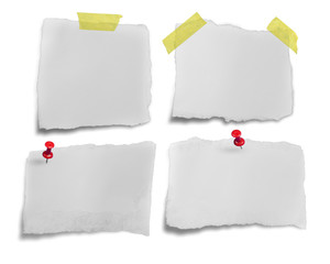 ripped white paper note with pin