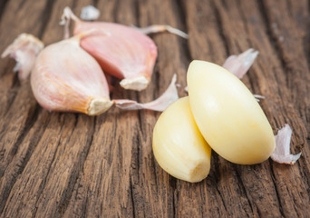 garlic on wooden background