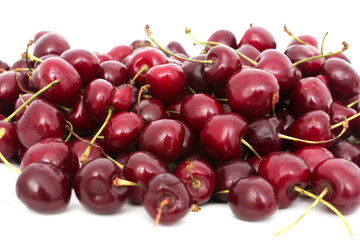 Wall Mural - red cherries on a white background