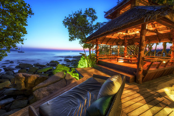 The beautiful resort  seaside in Thailand at the twilight time.