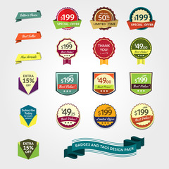 Canvas Print - promotional badges and sale tags pack. a pack of badges and tags for your designs, such us for web, 