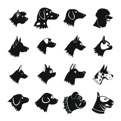 Wall Mural - Dog Icons set, simple style