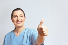 Mature Nurse Thumbs Up Copyspace
