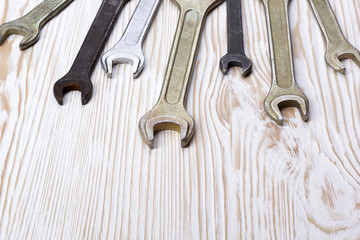 Set of wrenches in several different sizes.