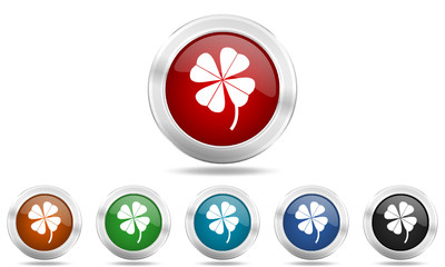 Aufkleber - Steel glossy round colored web  vector icon set