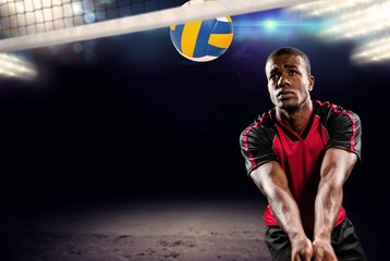 Poster - Composite image of sportsman playing volleyball