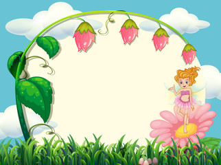 Wall Mural - Frame design with fairy and flower