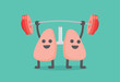 Lung enjoy with weight lifting. This illustration about people have healthy lung
