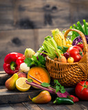 Fresh fruits and vegetables in the basket