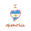 Argentinean flag patriotic t-shirt design. Heart shaped national flag Argentina on white background. Vector illustration.
