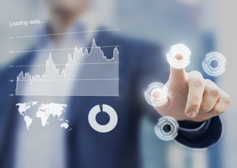 head-up display interface showing business intelligence dashboard