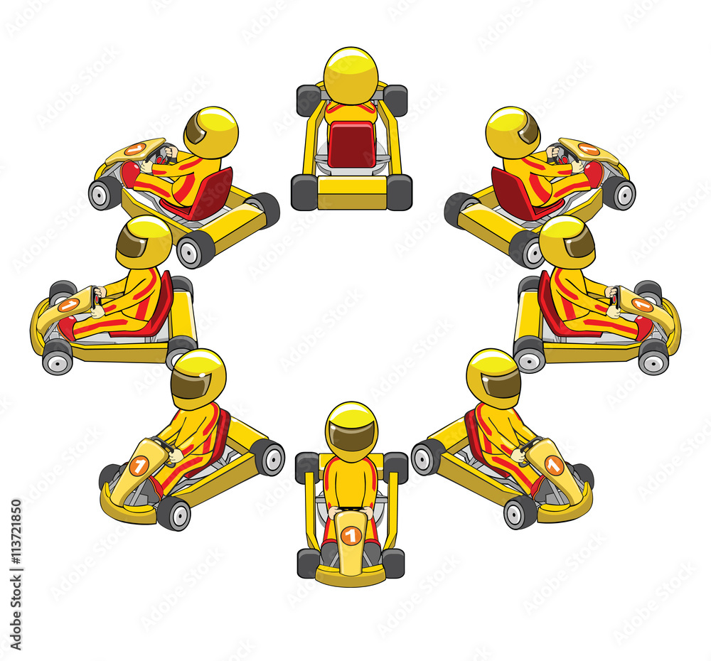Set of racing car of various angles. Cartoon vector illustration. Stock ...
