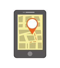 Poster - GPS concept. Smartphone and mark icon. Vector graphic