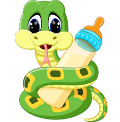 Sticker - illustration of Cute green snake cartoon