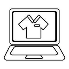 laptop with a shirt icon on the screen over isolated background,vector illustration