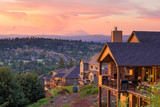 Fototapeta Tulipany - Sunset View from Deck of Luxury Homes