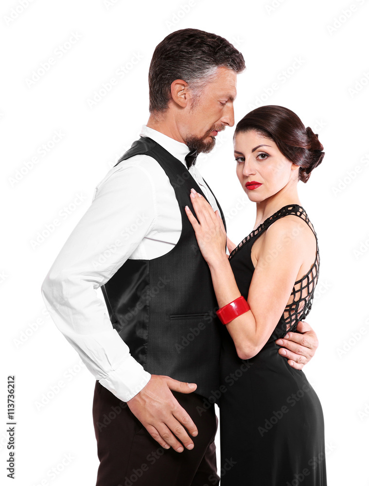 Happy mature couple isolated on white