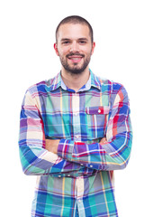 Wall Mural - Portrait of a handsome casual man, isolated on white background