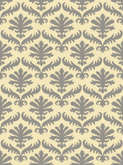 Wall Mural - Vector wrapping leaves damask seamless floral pattern background for website, wallpaper, repeating foliage floral western damask flower organic, ivory drapery luxury tiled decor old revival venetian 