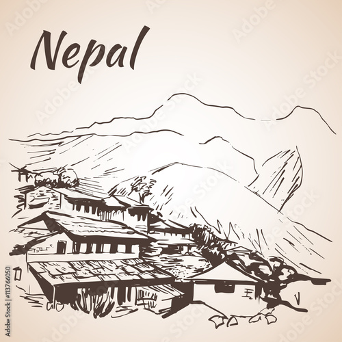 Dekoracja na wymiar  gorska-wioska-w-nepalu-annapurna-circuit