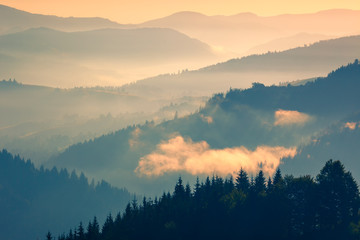 Wall Mural - gentle color of sunrise mountains range landscape