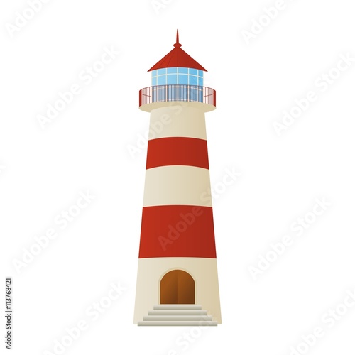 Lighthouse Painted In Red And White Colors Vector Buy This