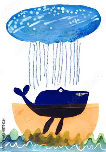 Naklejka samoprzylepna Ilustracja kolaż, wale