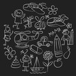 © rudut2015 - Kindergarten doodle pictures on blackboard