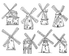 Windmills, Vector Drawing