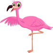 cute flamingo cartoon waving