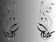 Abstract Background With Floral Ornament On The Sides Of The Picture In Shades Of Gray