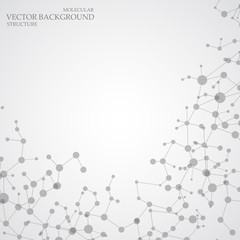 Wall Mural - molecule structure and communication on the gray background. vector illustration
