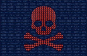 Computer virus infection skull of death flat illustration for websites