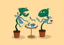 Carnivorous Plant Cartoon. Funny Vector Illustration