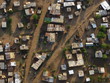 South African township with tin shacks from above